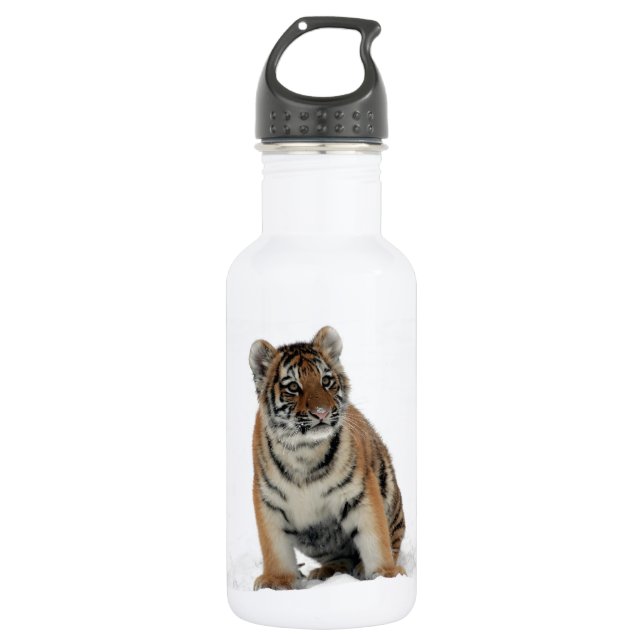Tiger Cub in the Snow Photograph Edelstahlflasche (Vorderseite)