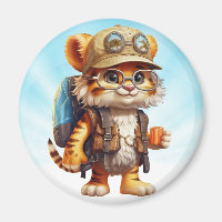Tiger Cub mit Rucksack und Kaffee