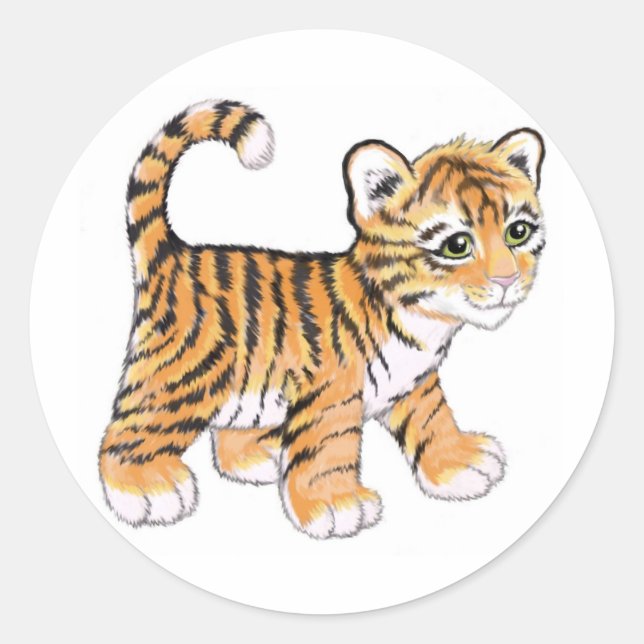 Tiger Cub Runder Aufkleber (Vorderseite)