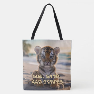 Tiger Cub "SONNE, SAND UND STREIFEN" Strand-Tasche Tasche