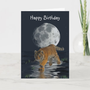 Tiger Cub Wild-Cat Pleine lune Imaginaire carte d'
