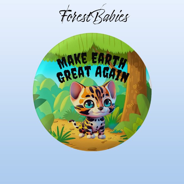 Tiger Cube, die Erde wieder groß machen, Umwelt Button (Tiger 🐯 ForestBabies Button)