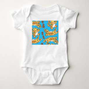 Tiger Cubs Cartoon: Funny Seamless. Baby Strampler