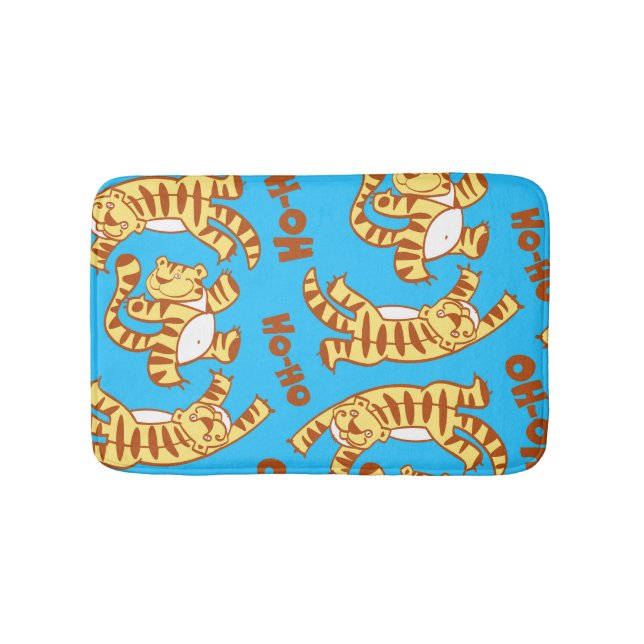 Tiger Cubs Cartoon: Funny Seamless. Badematte (Vorderseite)