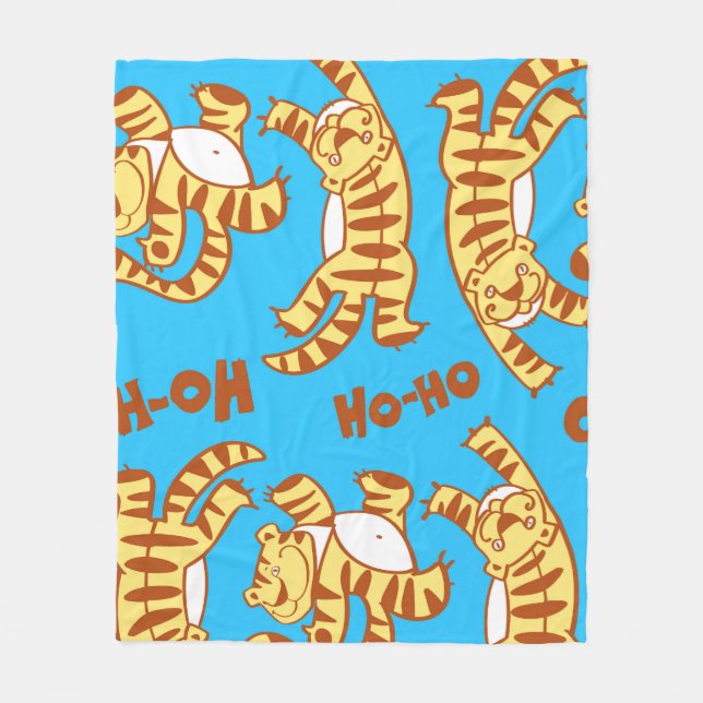 Tiger Cubs Cartoon: Funny Seamless. Fleecedecke (Vorderseite)