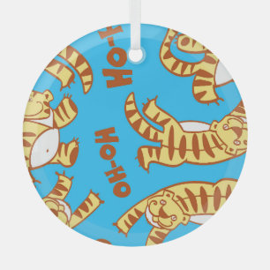 Tiger Cubs Cartoon: Funny Seamless. Ornament Aus Glas