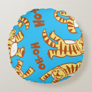 Tiger Cubs Cartoon: Funny Seamless. Rundes Kissen