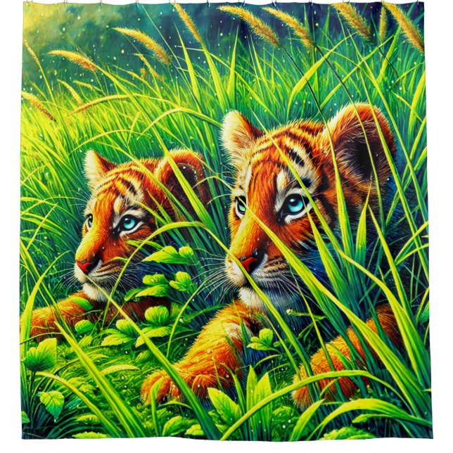 Tiger Cubs Duschvorhang (Vorderseite)
