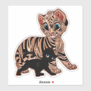 Tiger cuit kitten Katze niedlich metallisches Auss Aufkleber