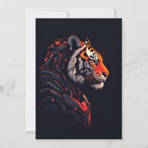 Tiger Cyberpunk Mecha Neon Gaming-Einladung Einladung