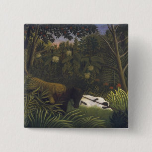 Tiger, der ein Pferd und einen schlafenden Button