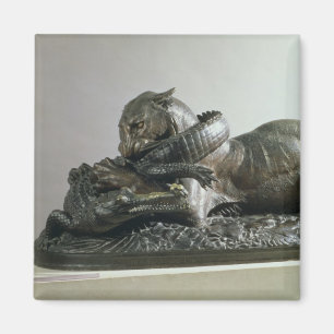 Tiger, der einen Alligator, 1832 (Bronze, Magnet