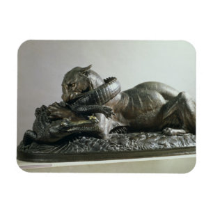 Tiger, der einen Alligator, 1832 (Bronze, Magnet