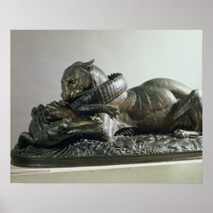 Tiger, der einen Alligator, 1832 (Bronze, Poster