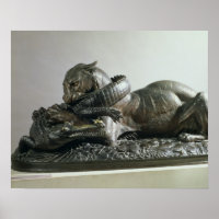 Tiger, der einen Alligator liebt, 1832 (Bronze)