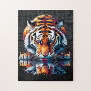 Tiger, der sich im Wasser spiegelt