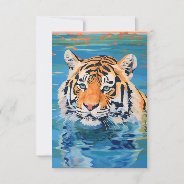 Tiger-Design, bemalt, farbenfrohe Kunst Dankeskarte (Vorderseite)
