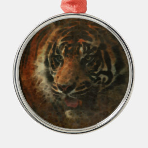 Tiger Digital Art Silbernes Ornament