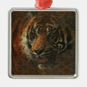 Tiger Digital Art Silbernes Ornament