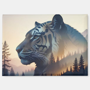 Tiger Doppelexposition Tierart Wildnis Magnet