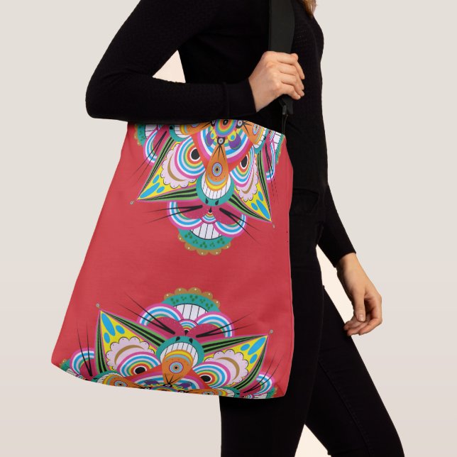 Tiger Dragon Mandala Crossbody Bag (2 Größen) Tragetaschen Mit Langen Trägern (Von Nahem)