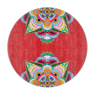Tiger Dragon Mandala Glass Cutting Board Schneidebrett