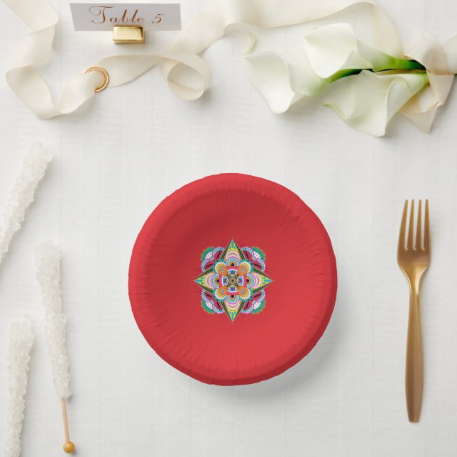 Tiger Dragon Mandala Paper Bowl Pappteller (Hochzeit)