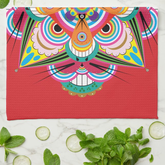 Tiger Dragon Mandala Serviette de cuisine (Plié)