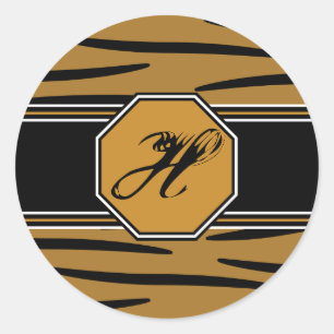 Tiger-Druck-Monogramm-Aufkleber Runder Aufkleber