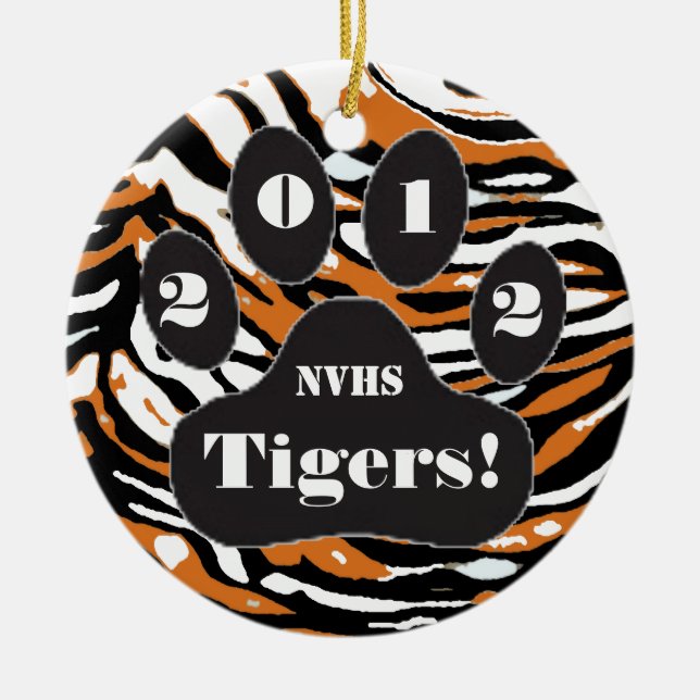 Tiger-Druck und Tatze Keramikornament (Vorne)