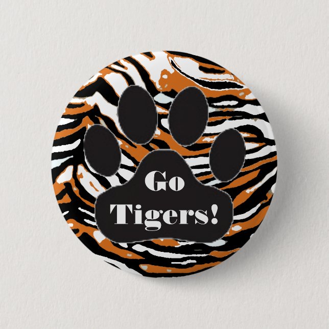 Tiger-Druck und Tatze-School-Geist Button (Vorderseite)