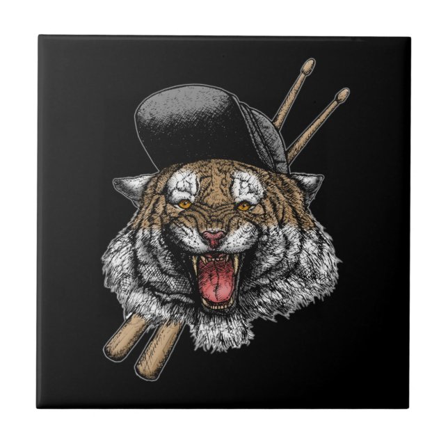 Tiger Drummer Fliese (Vorderseite)
