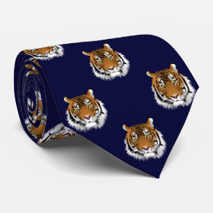 Tiger-dunkler Marine-Blau-Hintergrund Krawatte