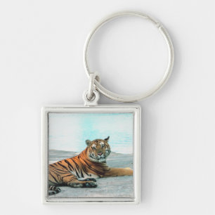 Tiger durch Fluss Schlüsselanhänger