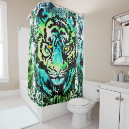Tiger Duschvorhang - farbenfrohe Tigeraugen