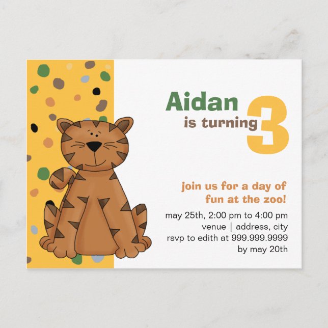 Tiger ・ Einladung zum Geburtstag (Vorderseite)