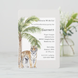 Tiger (erwachsen) Jungle Animal Palm Tree Geburtst Einladung