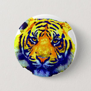 Tiger Eyes Pop Art Button
