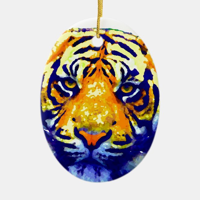 Tiger Eyes Pop Art Keramikornament (Vorne)