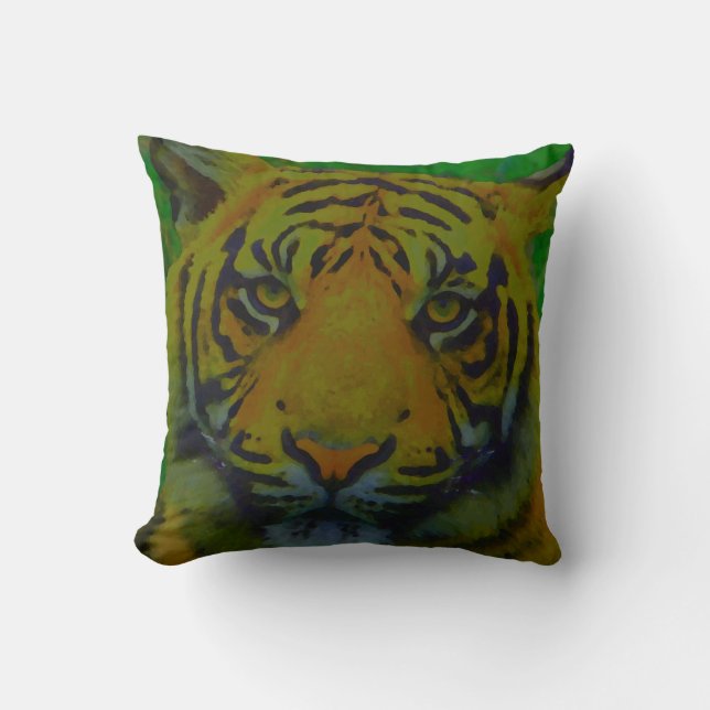 Tiger Eyes Pop Art Kissen (Vorderseite)
