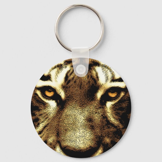 Tiger Eyes Wild Animals Basic Button Schlüsselanhä Schlüsselanhänger (Vorderseite)