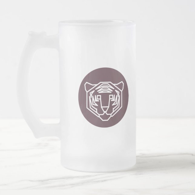 Tiger Face Abzeichen Mattglas Bierglas (Links)