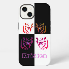 Tiger Face Black & White Karo iPhone Hülle