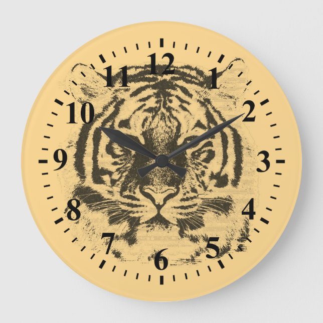 Tiger Face Close-Up 2 Große Wanduhr (Vorderseite)
