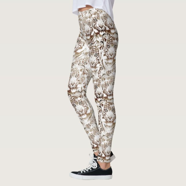 Tiger Face Design White and Brown Leggings (Links)