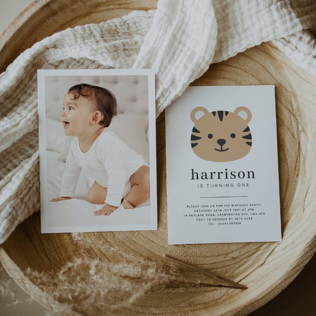 Tiger Face - Einladung zum Foto am Geburtstag (Tiger Face - Birthday Invitation)