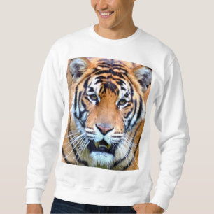 Tiger Face Mens Modernes elegantes Template Weiß Sweatshirt