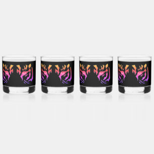 Tiger Face on Black Glasses Trinkbehälter Set Whiskyglas