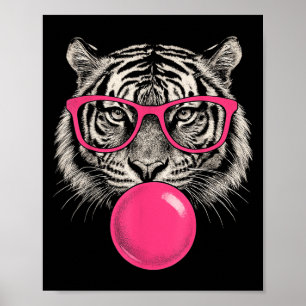 Tiger Face Pink Sungles Wilder Dschungel Funny D Poster