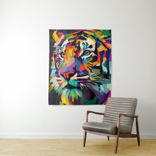 Tiger face Pop art Wandteppich